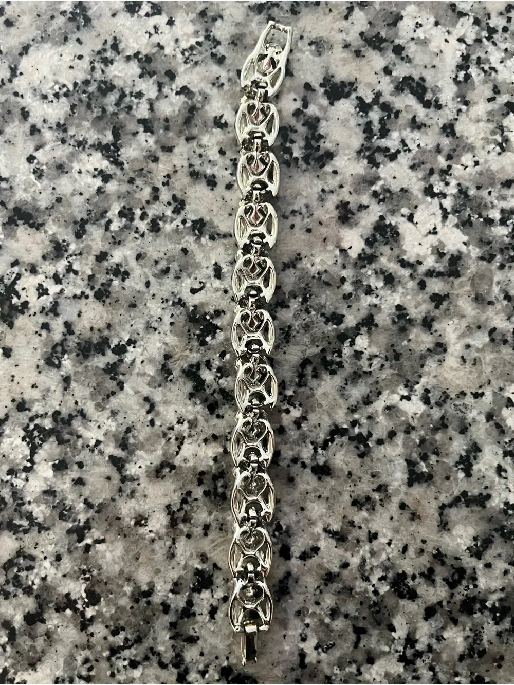 Van Cleef & Arpels Silver Bracelet with Black Enamel Accents